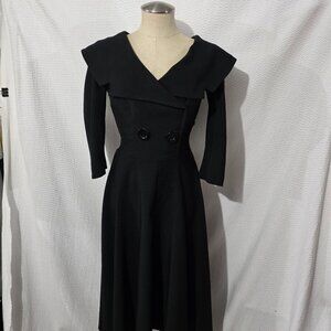 Bettie Page By Tatyana Retro Pin-Up Fit & Flare Style Black Dress S